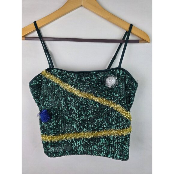 Love On A Hanger Women's Ugly Christmas Outfit Size Medium Green Skirt & Top Set - Picture 2 of 13